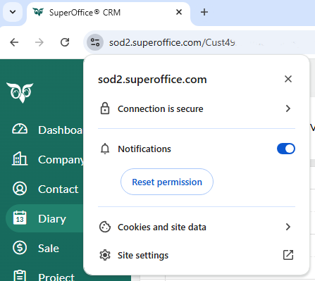 Unblock system notifications in Chrome -screenshot